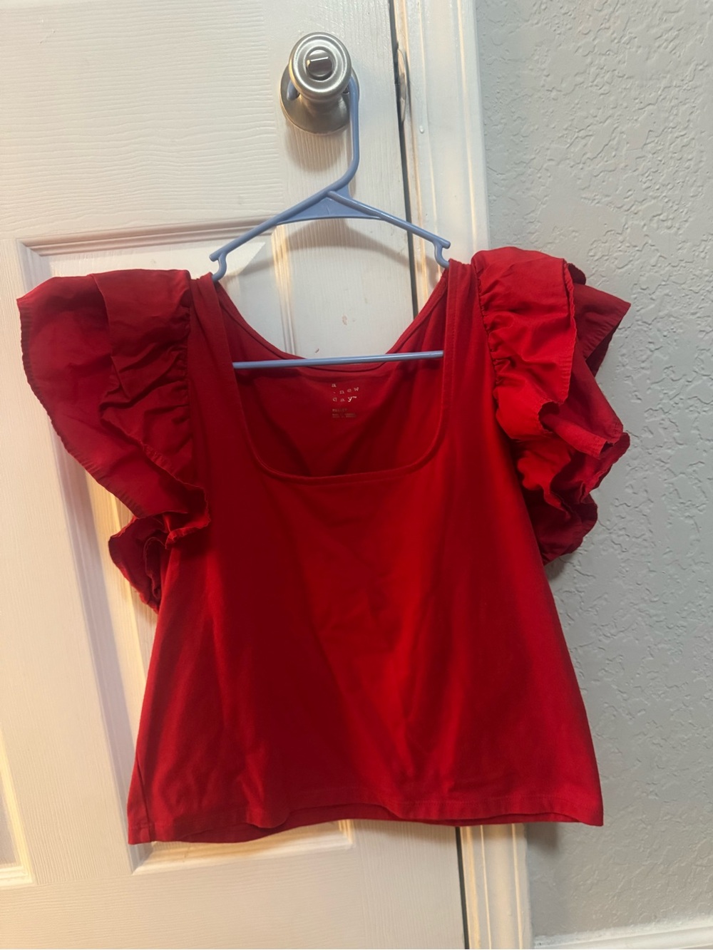 A New Day Red Ruffle Sleeve Women’s Top